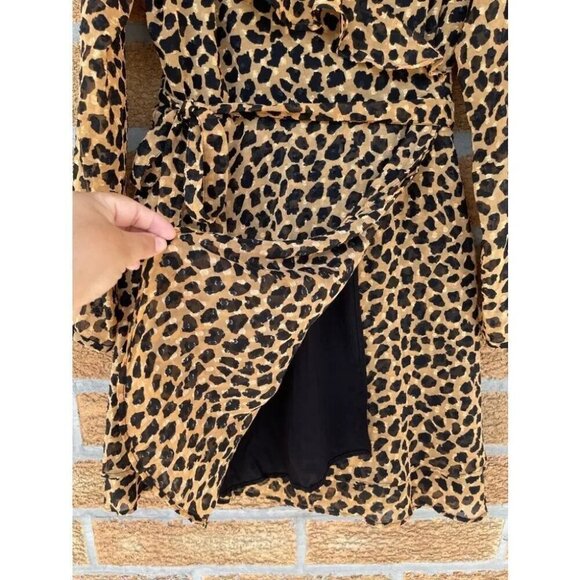 Free People Leopard Print Frenchie Mini Wrap Dress medium - Picture 4 of 16